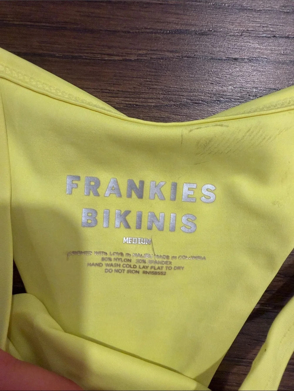 Frankie's Bikinis Neon Yellow Triangle Thong Bikini Set Medium - C27-097